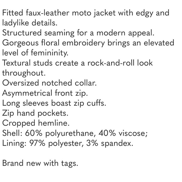 NWT BlankNYC budding romance Floral Embroidered Black moto Jacket M - Picture 6 of 14